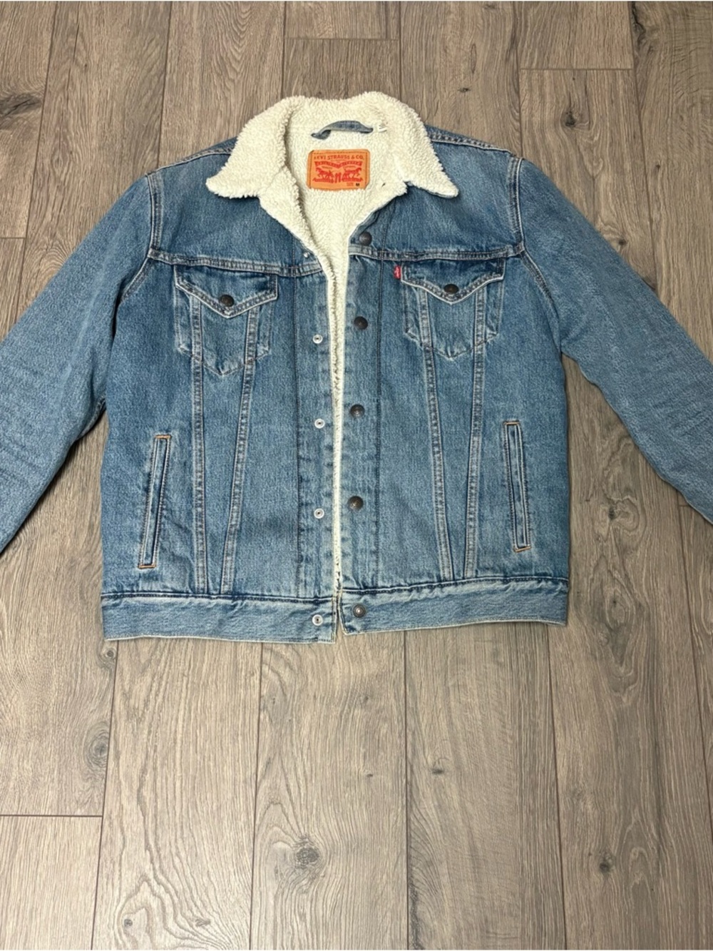 Levi's Light Blue Denim Sherpa Collar Shirt Jacket